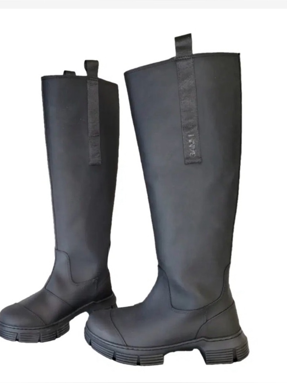 Ganni Black Rubber Lug Sole Rain Boot